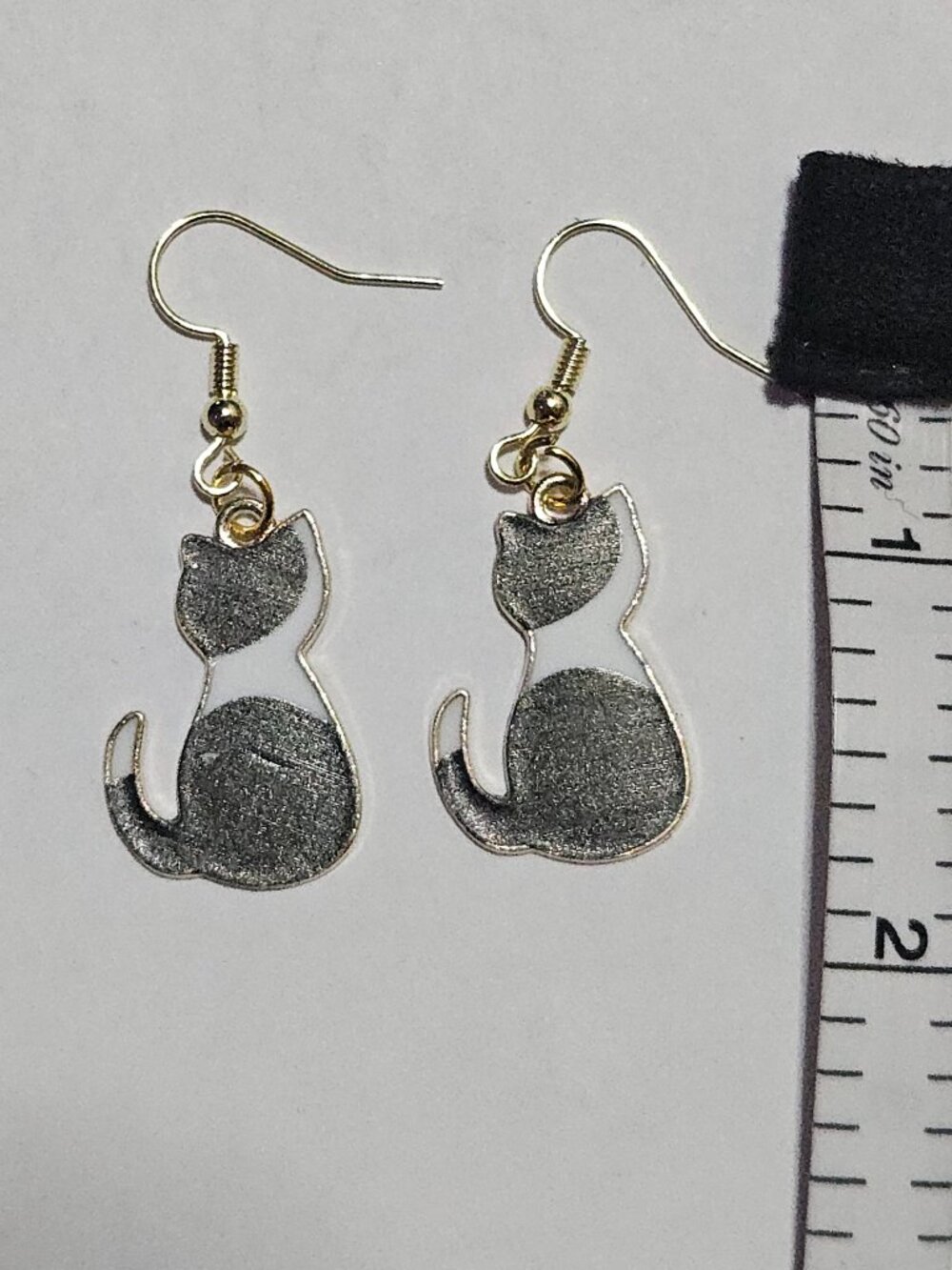 Handmade Cat Earrings- Black & White